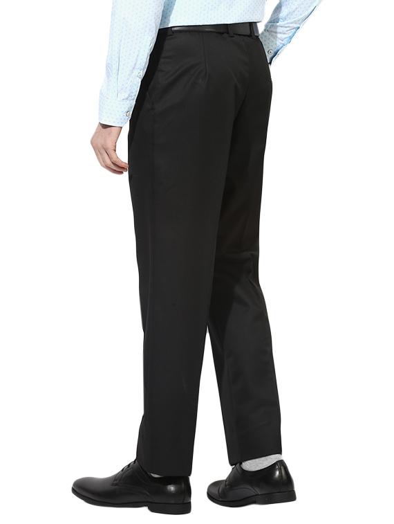 black cotton blend flat front formal trouser - 14559092 - Standard Image - 2