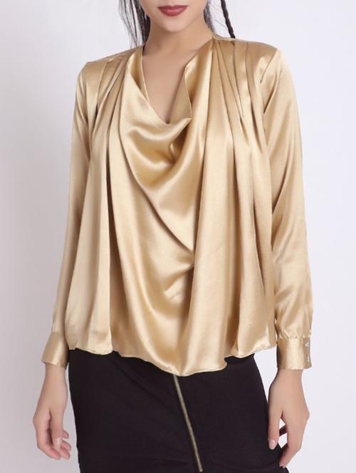 gold satin layered top - 14561311 - Very Small Image - 1
