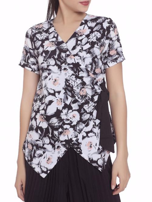 black floral wrap top - 14561312 - Very Small Image - 1