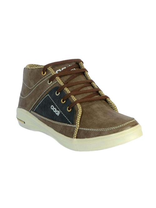 brown leatherette lace up sneaker - 14561750 - Very Small Image - 1