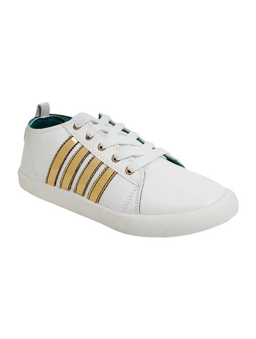 white leatherette lace up sneaker - 14562299 - Very Small Image - 1