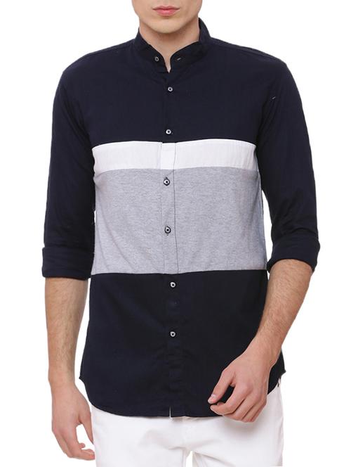 mens color block casual shirt - 14564365 - Very Small Image - 1