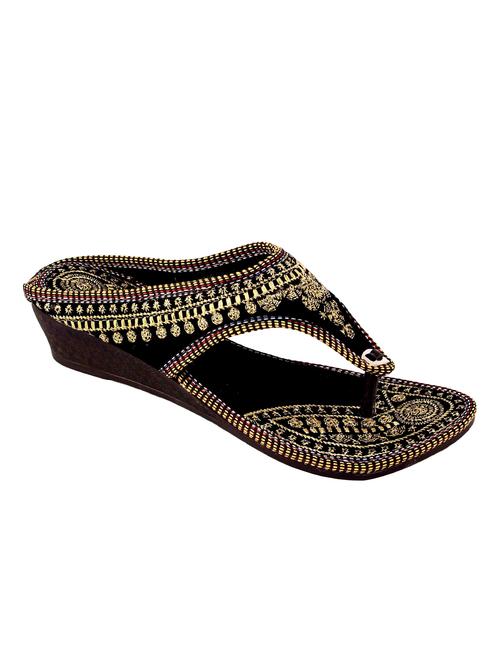 black pvc ethnic kolhapuris - 14564780 - Very Small Image - 1