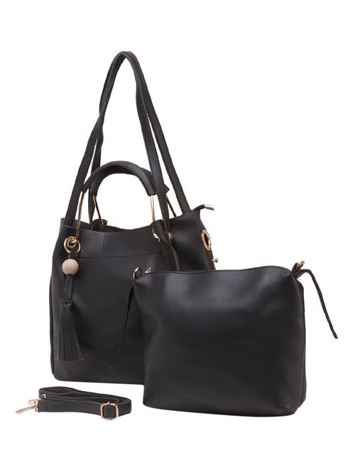 black leatherette  regular handbag - 14566481 - Very Small Image - 1