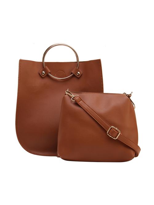 brown leatherette  regular handbag - 14566506 - Very Small Image - 1