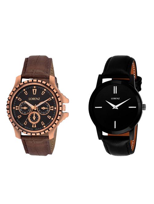 lorenz mk-5403a pack of 2 - copper & jet black men's analog watch - 14567567 - Very Small Image - 1