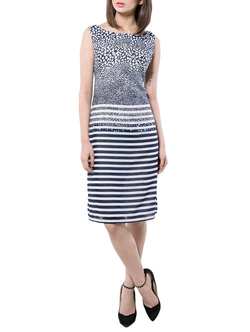 blue printed a-line dress - 14567861 - Very Small Image - 1