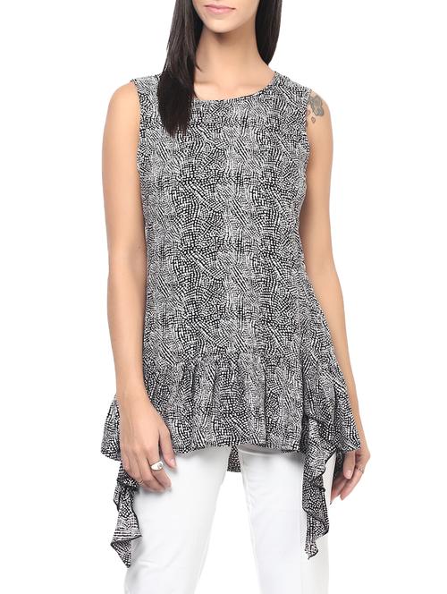 black crepe asymmetric tunic - 14567868 - Very Small Image - 1