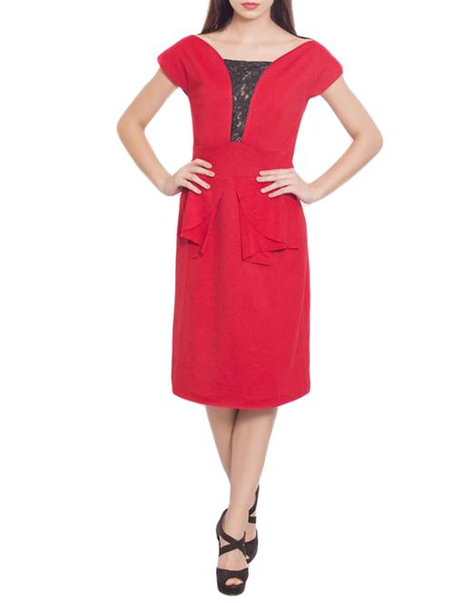 red polyester bodycon dress - 14571231 - Very Small Image - 1