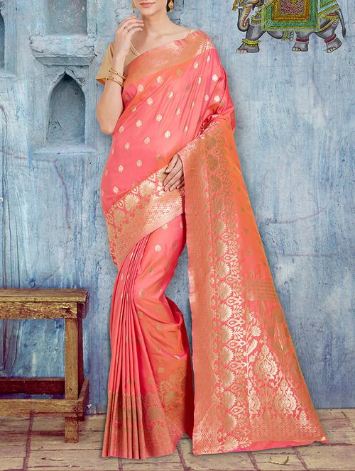 two tone banarasi saree with blouse - 14571319 - Very Small Image - 1