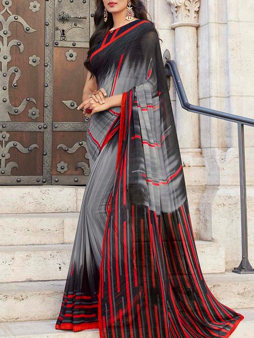 abstract printed saree with blouse - 14574367 - Very Small Image - 1