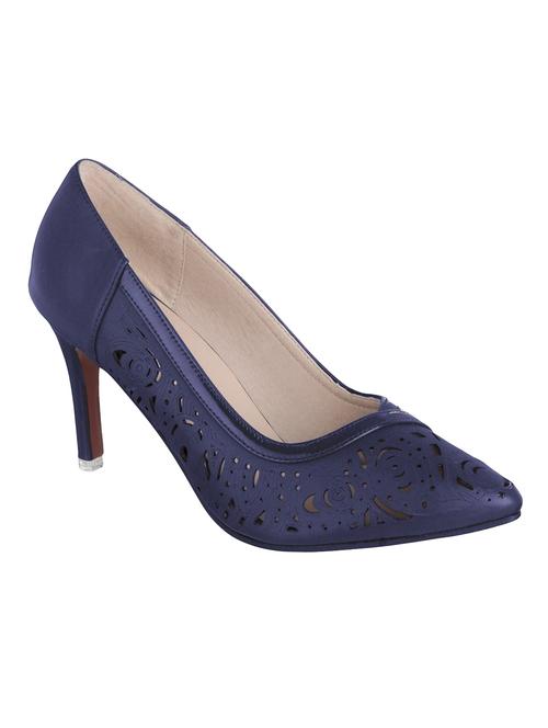 navy faux leather slip on pumps - 14574597 - Very Small Image - 1