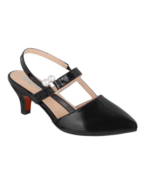 Black Faux Leather Back Strap Sandals - 14574607 - Very Small Image - 1