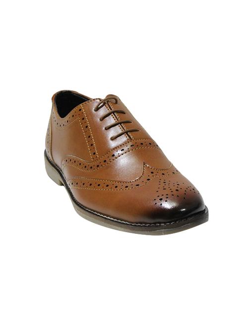 tan Leatherette lace-up brouge - 14574670 - Very Small Image - 1