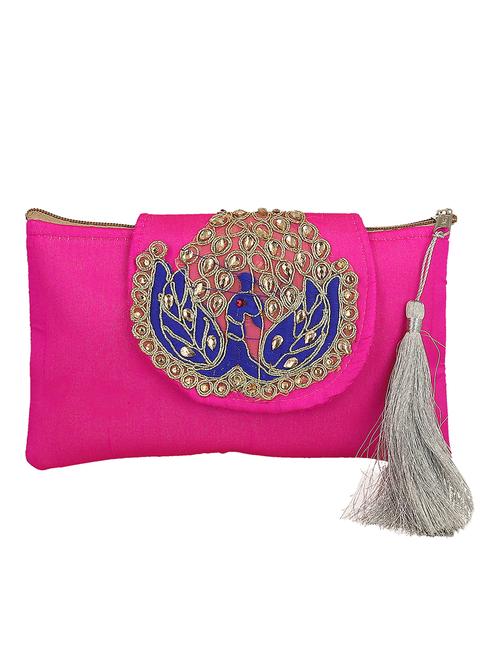 pink silk ethnic clutch - 14576481 - Very Small Image - 1