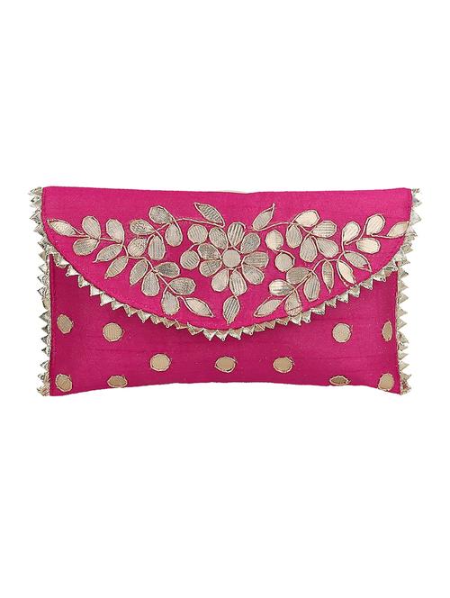 pink silk ethnic clutch - 14576483 - Very Small Image - 1