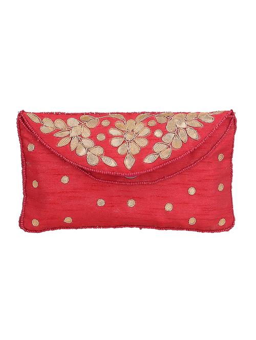 Red Silk Ethnic Clutch - 14576486 - Very Small Image - 1