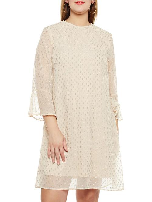 beige doted shift dress - 14578396 - Very Small Image - 1