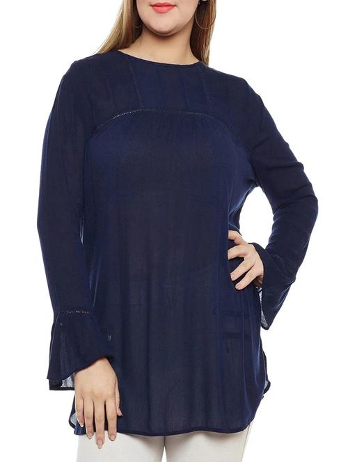 navy blue viscose plus tunic - 14578438 - Very Small Image - 1
