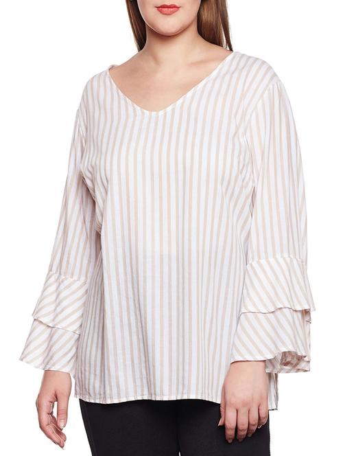 white striped cotton plus top - 14578452 - Very Small Image - 1