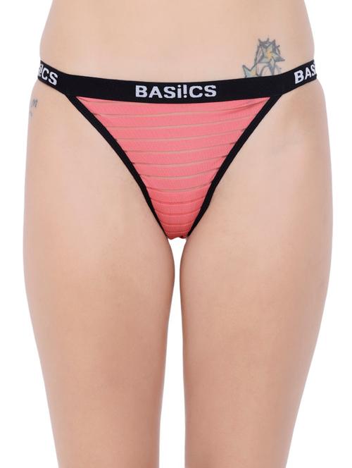 quirky print tape stripe thong panty - 14582570 - Very Small Image - 1