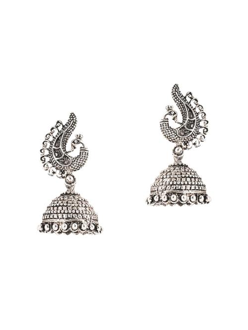 silver brass jhumka earrings - 14583468 - Very Small Image - 1