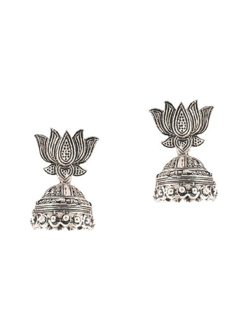 silver brass jhumka earrings - 14583471 - Very Small Image - 1