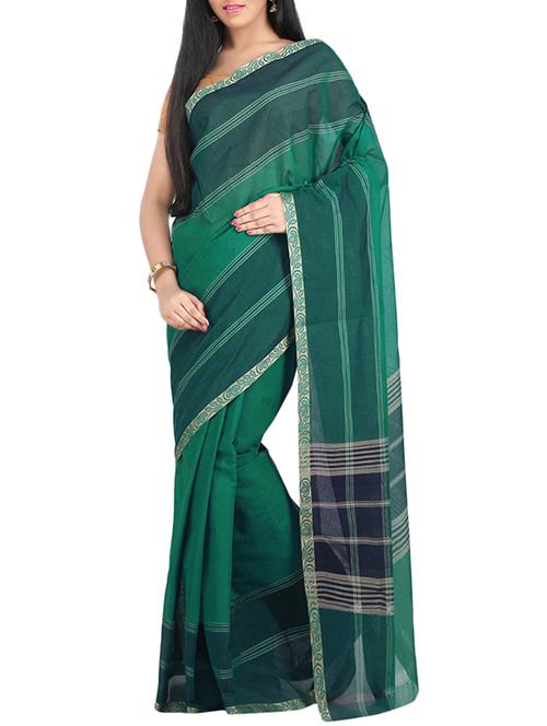 green cotton bordered saree - 14586169 - Very Small Image - 1