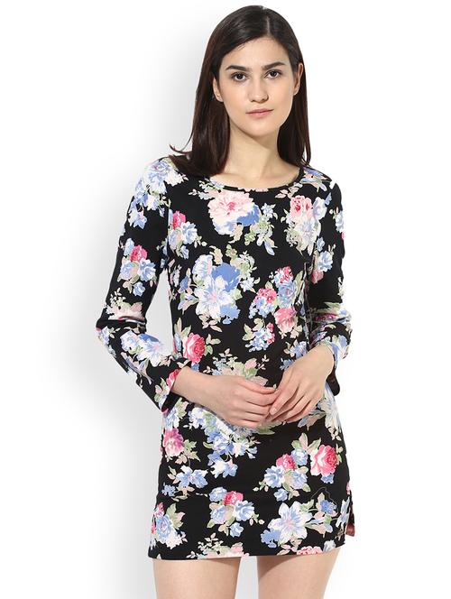 black floral printed shift dress - 14586601 - Very Small Image - 1