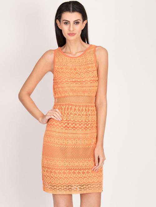 orange lacy sheath dress - 14586616 - Very Small Image - 1