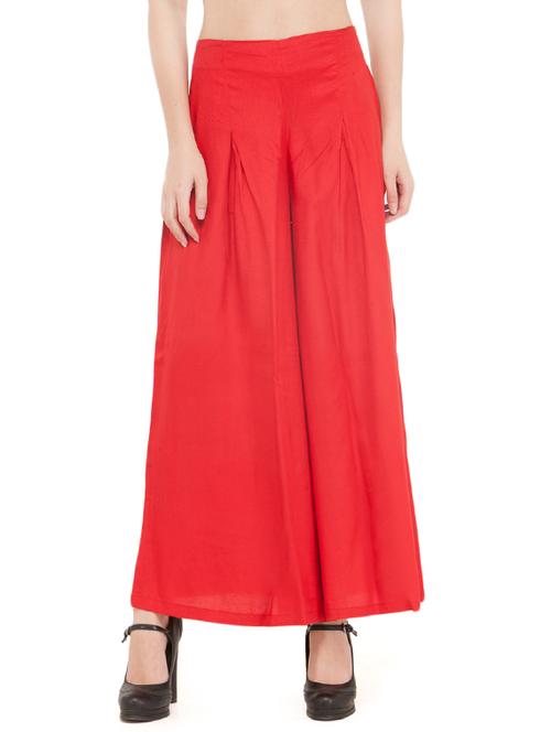 red viscose palazzos - 14586776 - Very Small Image - 1