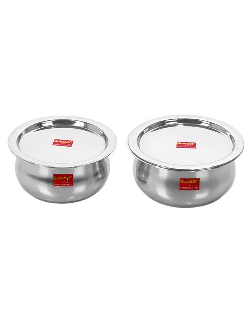 2 pcs stainless steel top / cookware set with lids - 14587223 - Very Small Image - 1