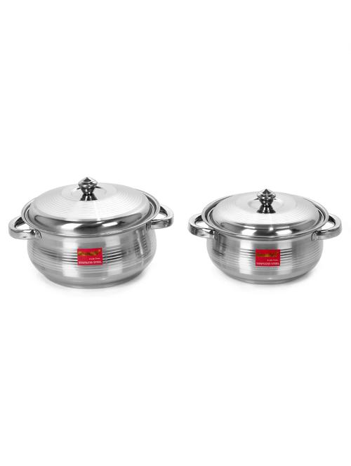 2 pcs stainless steel belly shape handi set / cookware set with lids - 14587225 - Very Small Image - 1