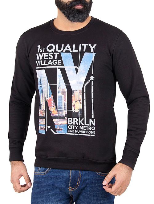 black wool front print sweatshirt - 14587995 - Very Small Image - 1