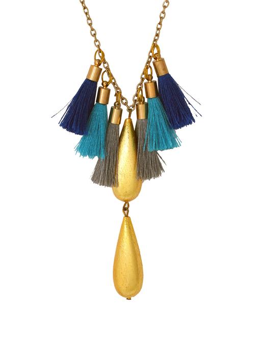 blue metal long boho necklace - 14588680 - Very Small Image - 1