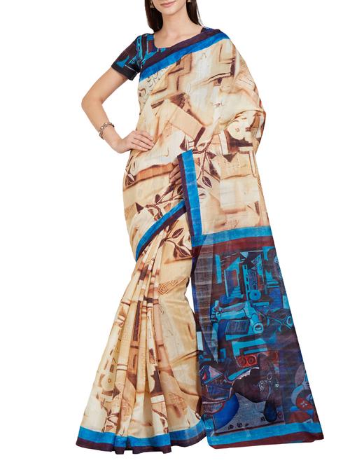 beige bhagalpuri saree with blouse - 14589240 - Very Small Image - 1