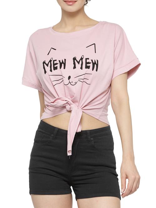 pink front bow tie up top - 14590152 - Very Small Image - 1