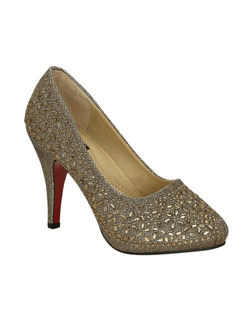 gold faux leather slip on pumps - 14590652 - Very Small Image - 1