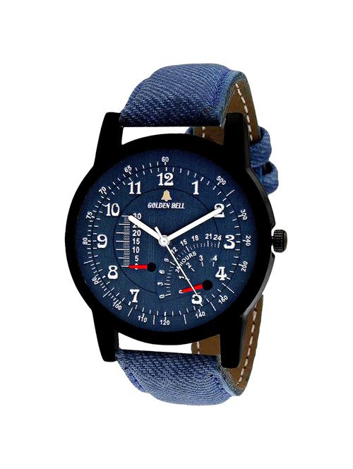 Golden Bell Original Blue Dial Blue Denim Strap Analog Wrist Watch for Men - GB-970 - 14592312 - Very Small Image - 1