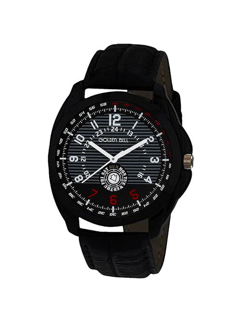 Golden Bell Original Black Dial Black Strap Analog Wrist Watch for Men - GB-977 - 14592319 - Very Small Image - 1