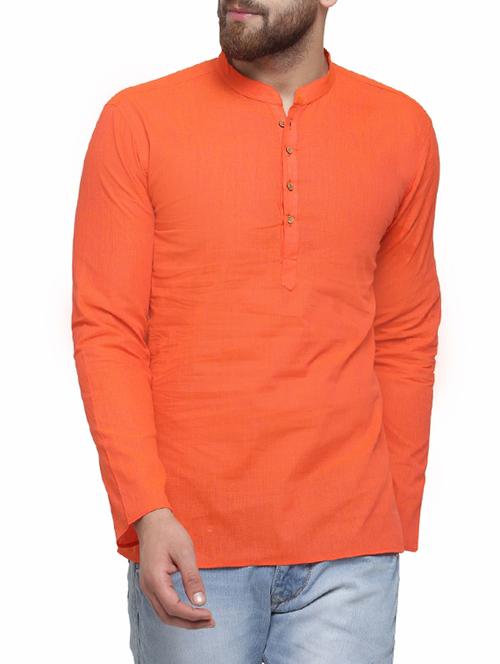 orange cotton short kurta - 14593226 - Very Small Image - 1