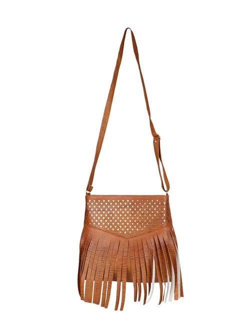 tan leatherette  regular sling bag - 14593452 - Very Small Image - 1
