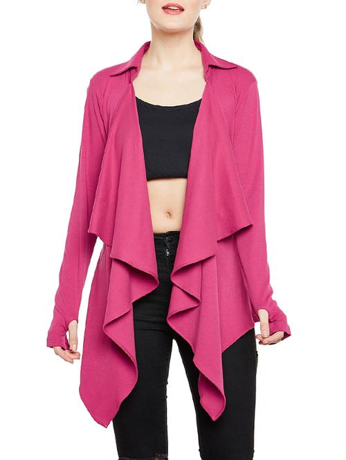 pink solid water fall shrug - 14594990 - Very Small Image - 1