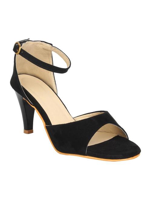 black faux leather ankle strap sandals - 14596046 - Very Small Image - 1