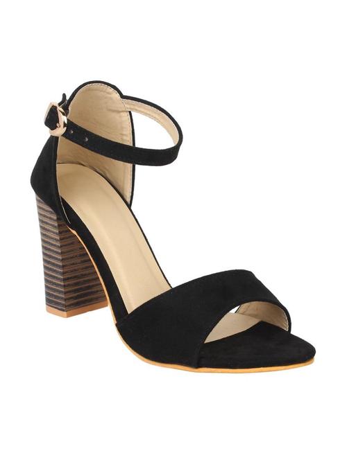 black faux leather ankle strap sandals - 14596052 - Very Small Image - 1