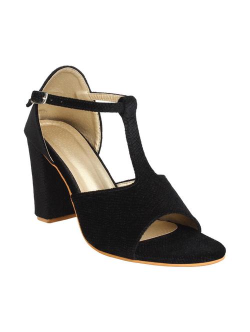 black faux leather ankle strap sandals - 14596054 - Very Small Image - 1