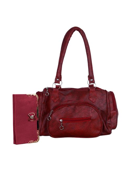 maroon leatherette handbag - 14596116 - Very Small Image - 1