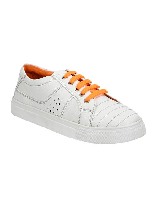 white faux leather laceup sneakers - 14596241 - Very Small Image - 1