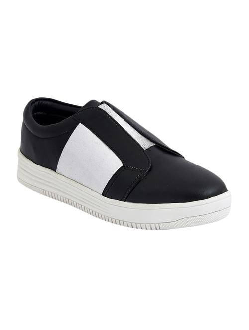 black faux leather plimsolls sneakers - 14596250 - Very Small Image - 1