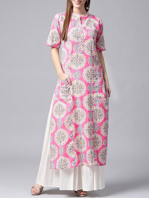 printed pockets kurta with skirt set - 14596934 - Very Small Image - 1